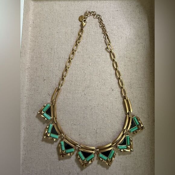 Stella & Dot Gold Necklace with Green Accents - Picture 1 of 2